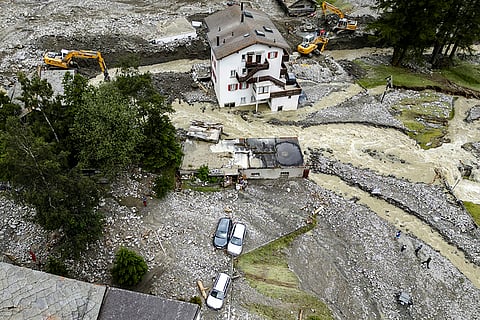 View of rubble from a landslide
